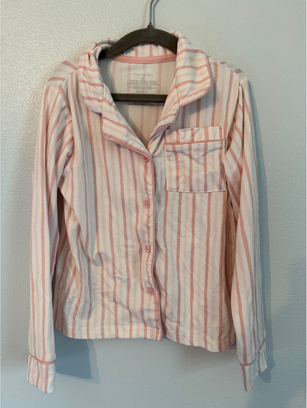 Tahari Girls Striped Button-Up Pajama Top Size 5/6